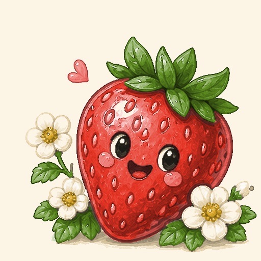 A smiling strawberry illustration